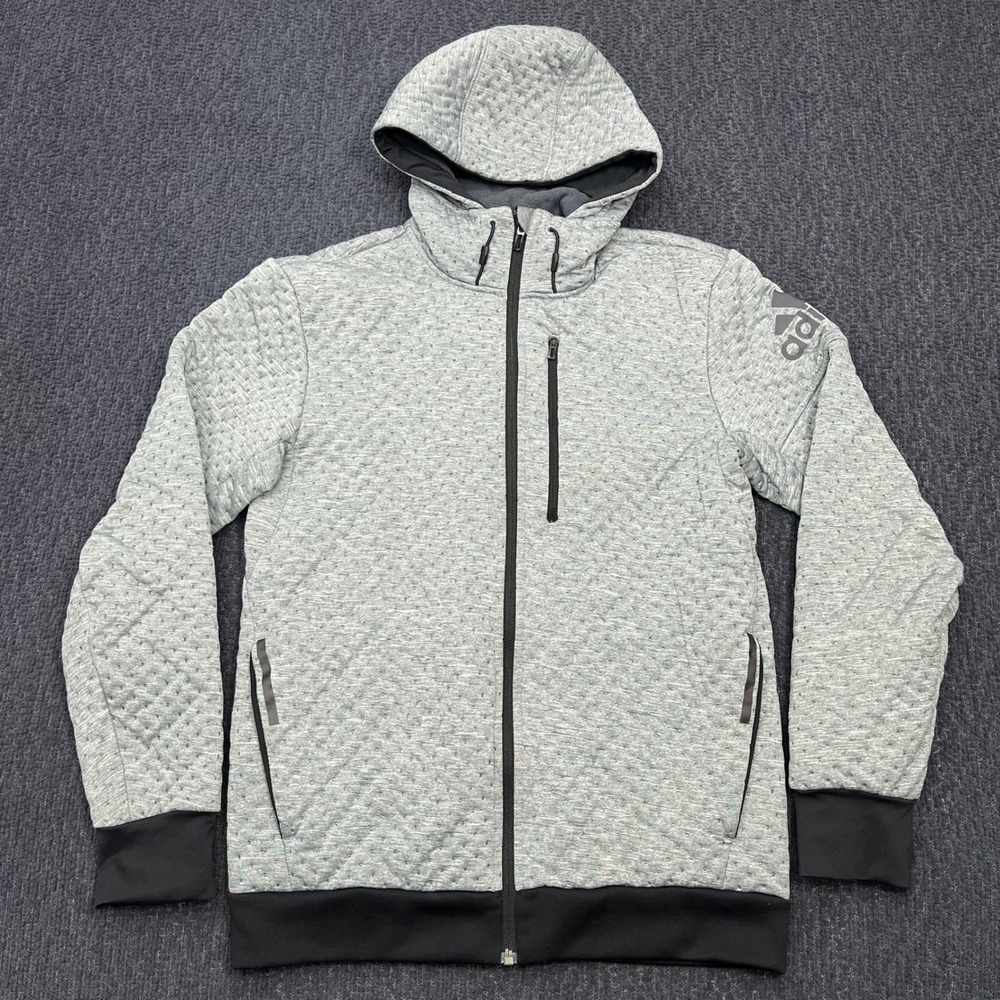 Adidas DayBreaker Climaheat Full Zip Hoodie Grey Quilted Performance Jacket S